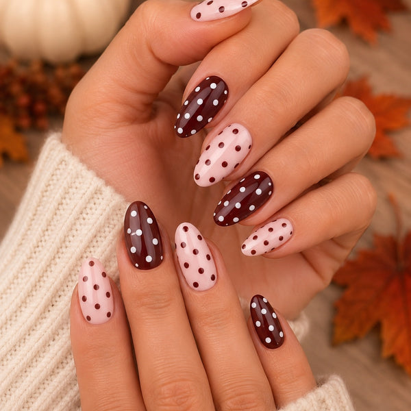Burgundy and Pink Polka Dot