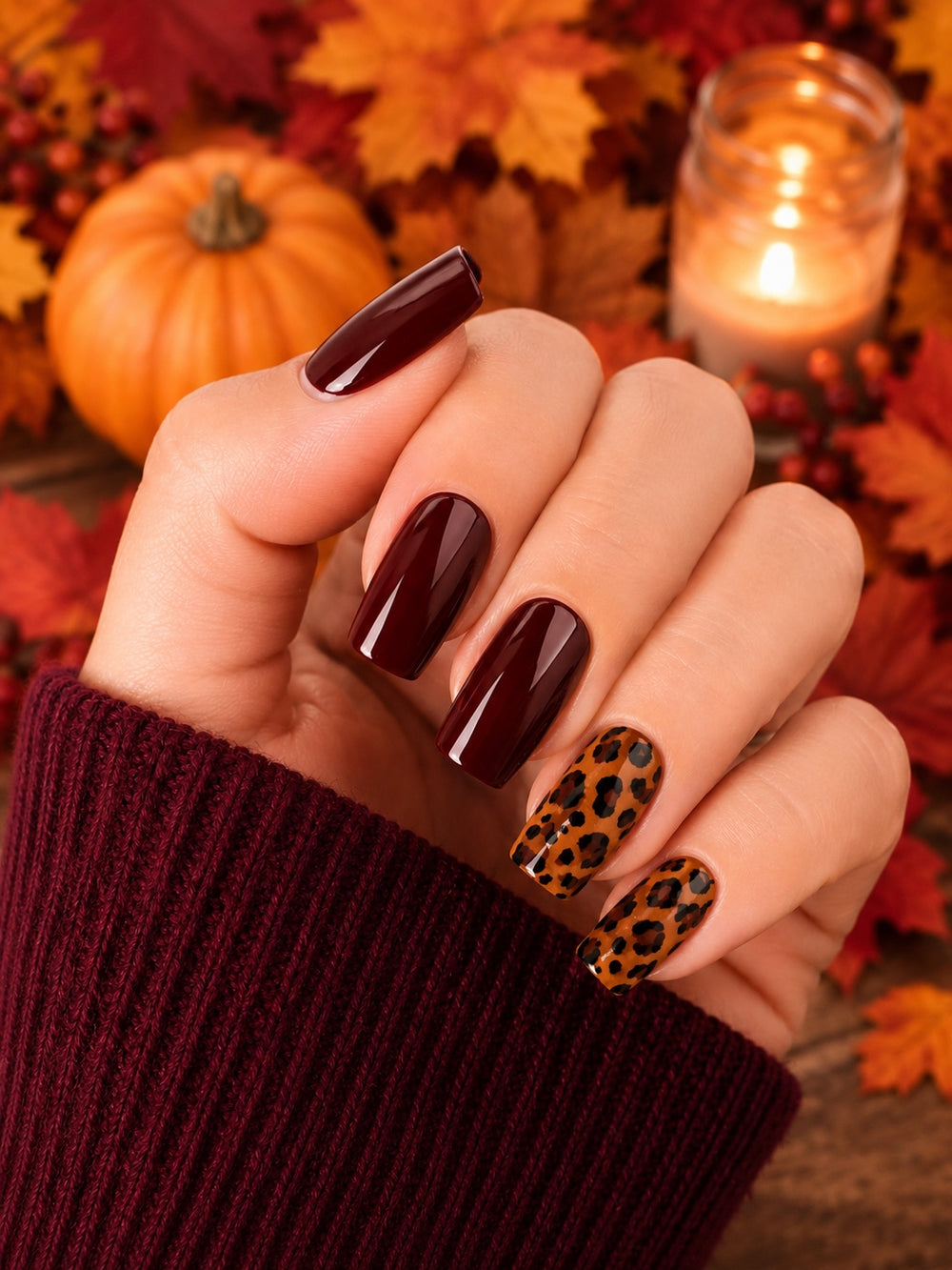 Maillard Leopard Burgundy - Autumn Square