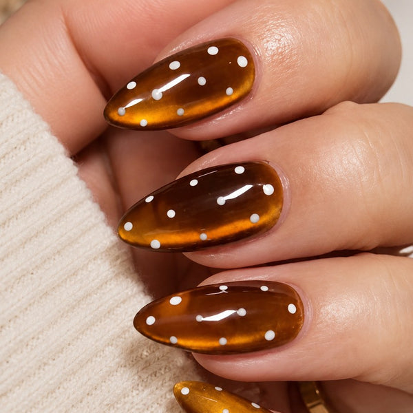Fall and Winter Brown Cat Eye and Polka Dots