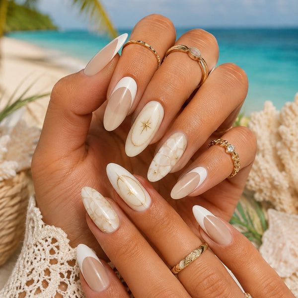 Bohemian French 3D Almond Nails