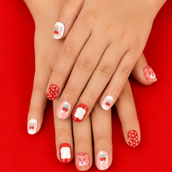 Cherry Polka-Dot 3D Children's Nails