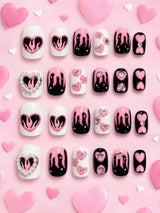 Flaming Hearts Children's Press-On Nails – 24 Set