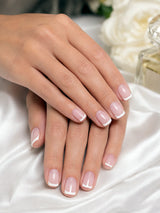 Pink Toned  White French Square Nails