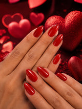 Solid Red Almond Nails