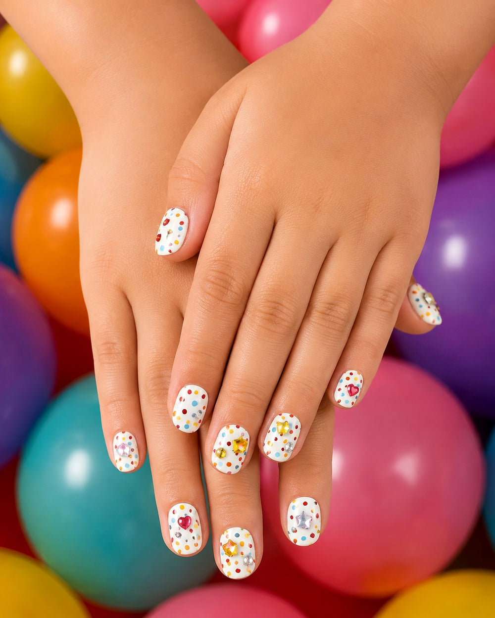 Colorful Polka Dot Children's Nails