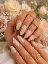 Flower Nude Almond Nails