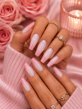Gradual Change Pink to White Ombre Coffin Nails