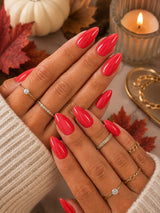 Solid Watermelon Red Almond Nails