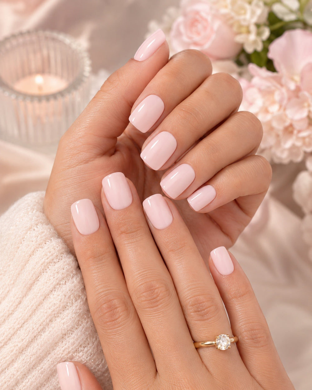 Classic Soft Pink Square Nails