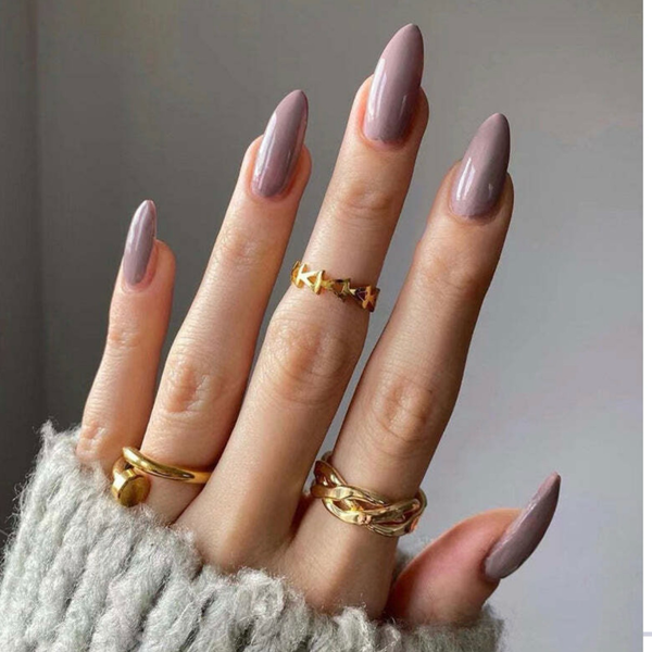 Dark Lavender Almond Nails