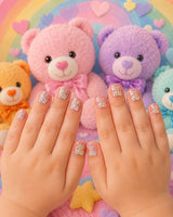 4D- Glitter Pink Teddy Bear Nails