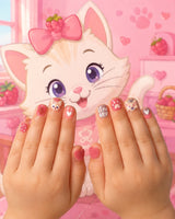 Rasberry Kitty Cat Children's Nails