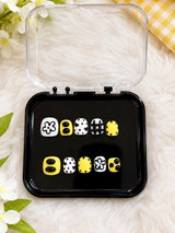 Yellow & Black Floral Children's Press-On Nails